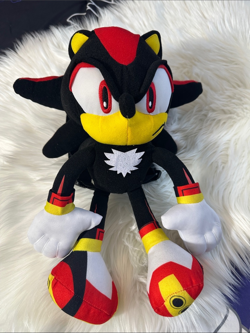 NWTS Shadow the Hedgehog Plush Backpack - Black, Red, Yellow